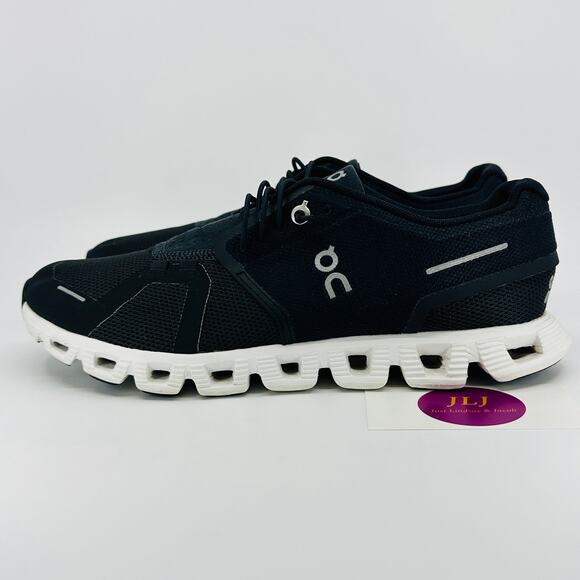 On Running Women's Cloud 5 Speed-Lacing Running Shoes Black/White Size 8.5 - Picture 5 of 13